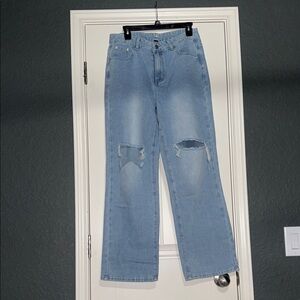 Stylish Light Blue Distressed Women Jeans